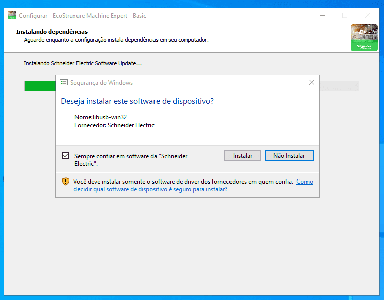 Instalação do software de dispositivo