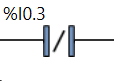 imagem que mostra um elemento na logica ladder, o contato normalmente fechado.