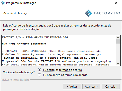 acordo de licença do factory io