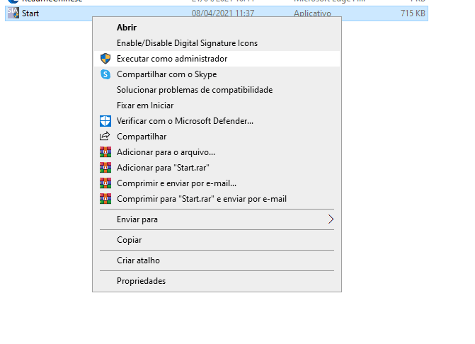 print que mostra executar como administrador para executar o software TIA Portal Siemens V17.