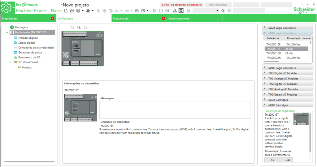 tela final com tm200 ativado no machine expert basic